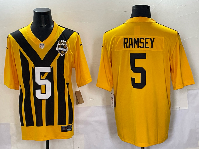 Men Pittsburgh Steelers 5 Ramsey Yellow Retro 2025 Nike Limited NFL Jersey style 002